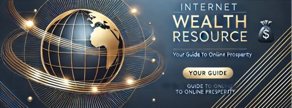 DALL·E . . A professional and modern banner for a website called 'Internet Wealth Resource'. The banner features a sleek, stylized globe to represent the interne