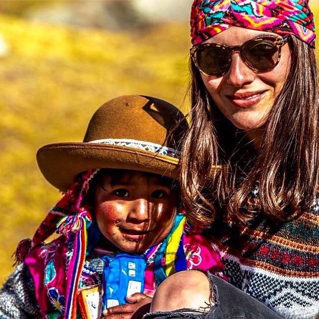 Author and child in Peru